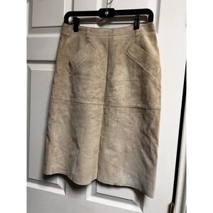 305-018 Isaac Mizrahi Target Suede Pencil Skirt Maple Syrup Tan Leather Women‎ 4